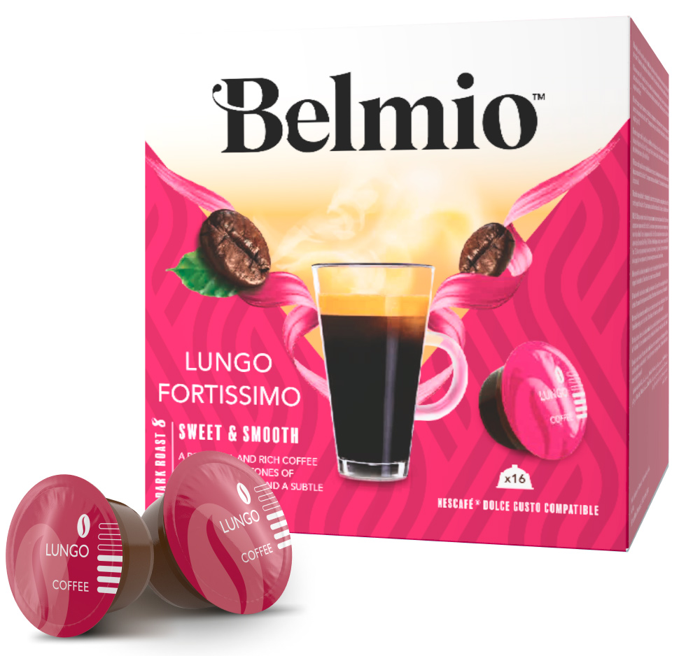 Кофе в капсулах Belmio Lungo Fortissimo для системы Dolce Gusto, 16 капсул кофе в капсулах gran caffe italiano decaffeinato gusto leggero 10 шт × 5 2 г