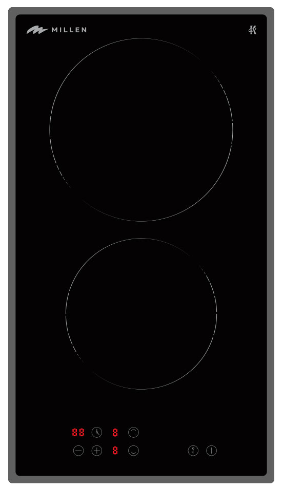 Изображение товара Электрическая варочная панель Millen MEH 301 BL 2 конфорки стеклокерамика сенсорное управление