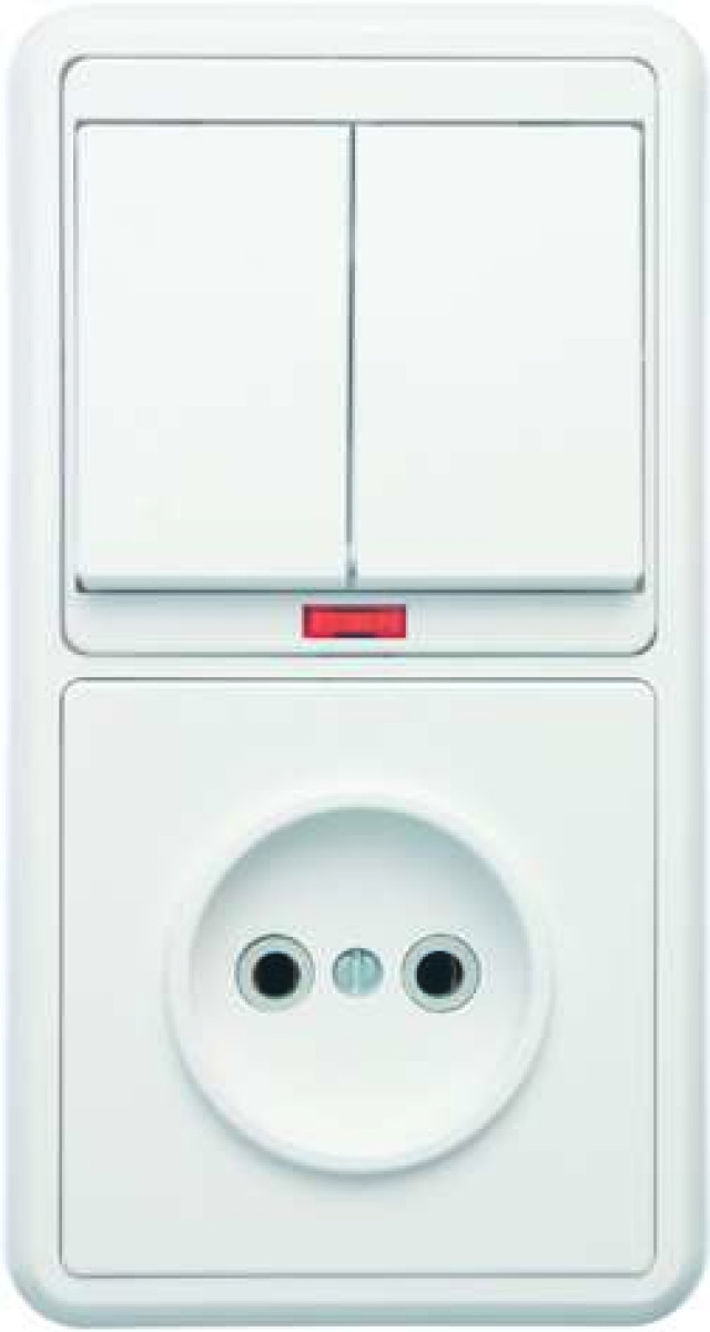 Изображение товара Блок комбинированный Кунцево-Электро БКВР-213 Бэлла 1-кл. с выключателем и розеткой, белый