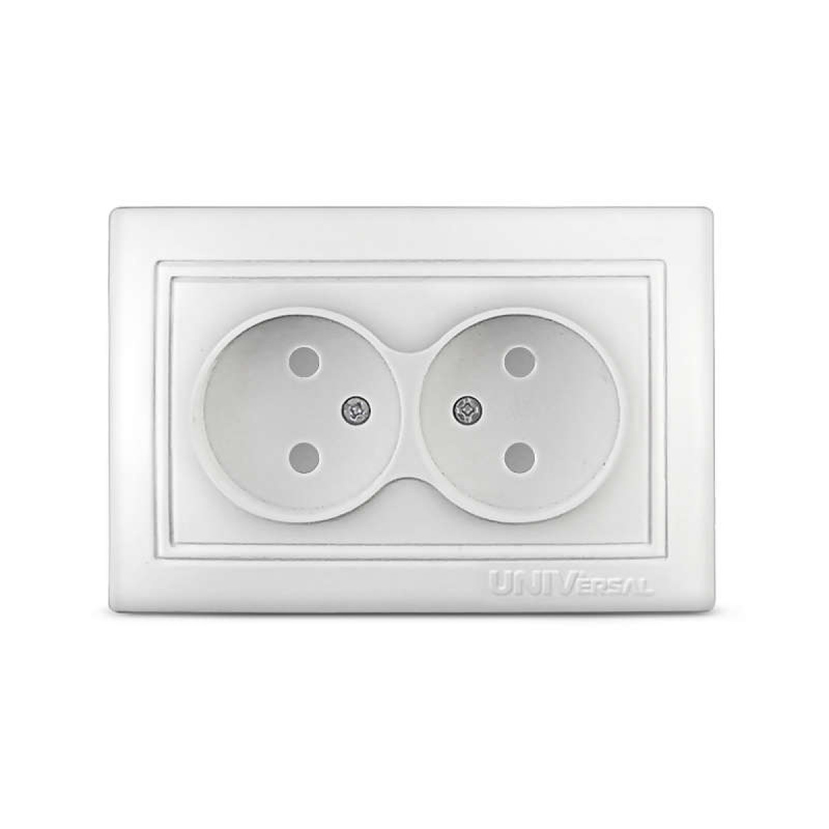 Изображение товара Розетки Универсал Розетка 2-м СП Севиль 16А IP22 без заземл. защ. шторки бел. UNIVersal