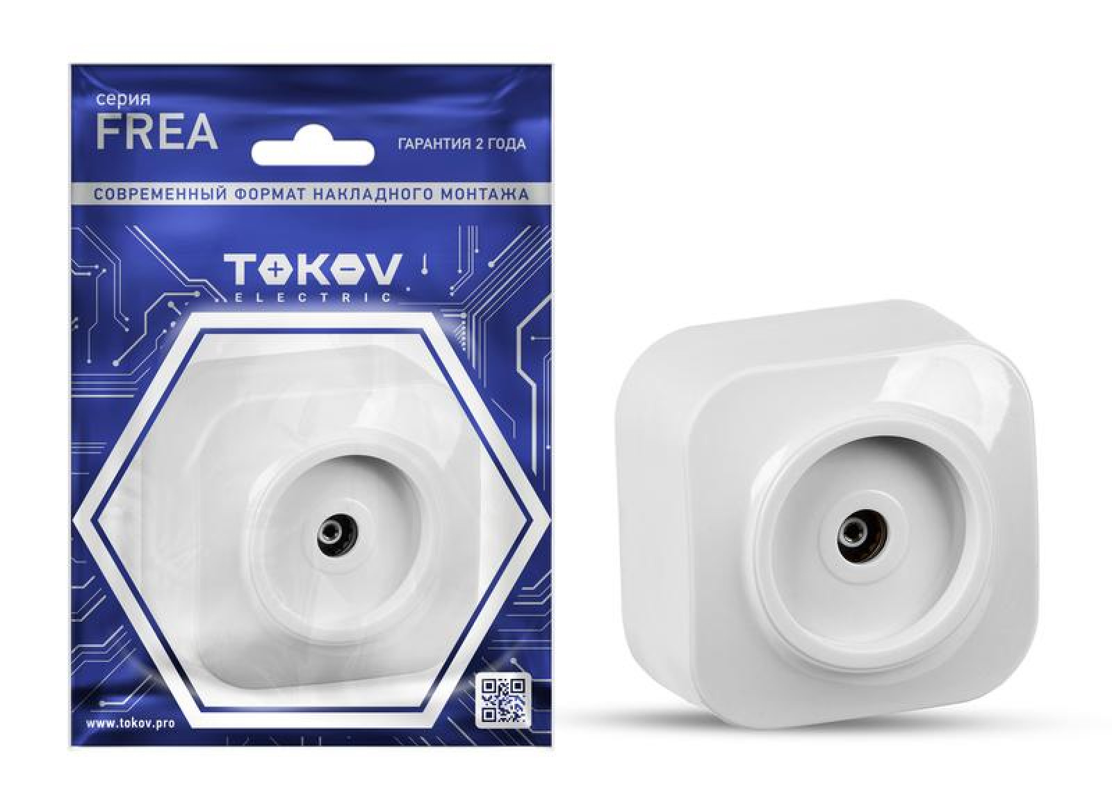 Изображение товара Телевизионная розетка Tokov Electric TV 1-м ОП IP20 белая