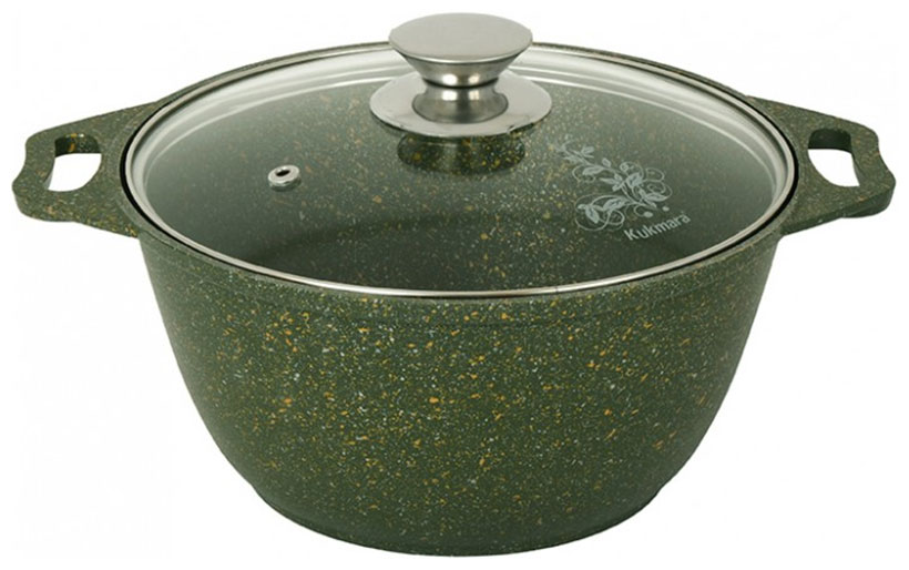 Кастрюля Kukmara 2 л, со стеклянной крышкой, Trendy style malachite (к21tsml)