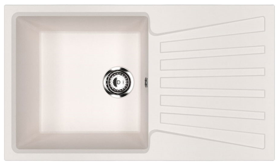 Изображение товара Кухонная мойка Ulgran U-703 белая с большим крылом и вместительной чашей