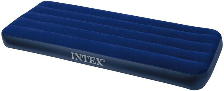 матрас надувной одноместный 76х191х25 см синий intex арт 64756 Надувной матрас Intex Classic Downy Airbed Fiber-Tech, 76х191х25 64756