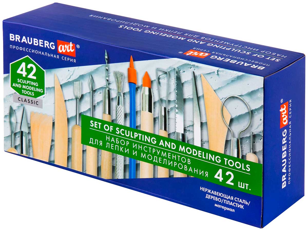 Изображение товара Набор инструментов для лепки и моделирования Brauberg 42 шт. ART CLASSIC с подарочной коробкой