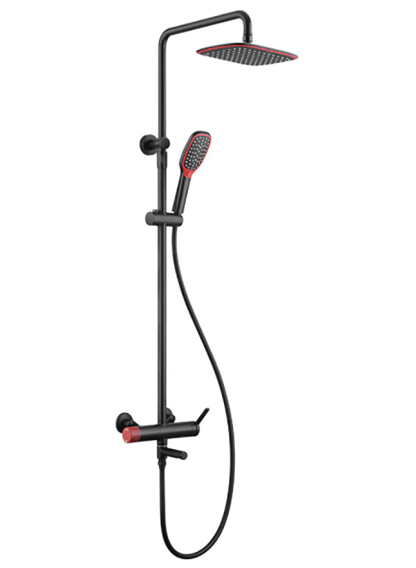 Изображение товара Душевая система Bronze de Luxe AVANTGARDE 2039RH матовая черный красный с верхним и ручным душем