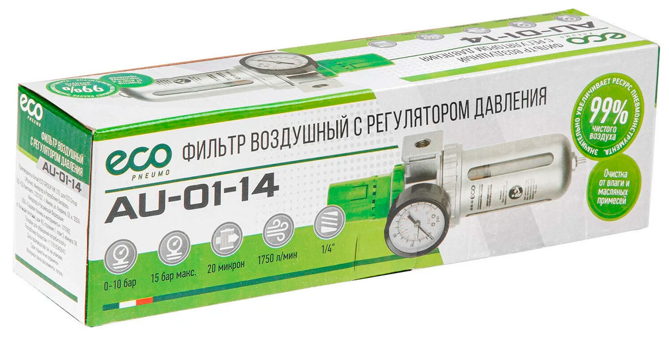 Изображение товара Фильтр воздушный Eco 1/4 с регулятором давления AU-01-14