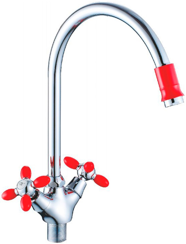Изображение товара Кухонный смеситель Cron CN127 красный двухвентильный с функцией поворота
