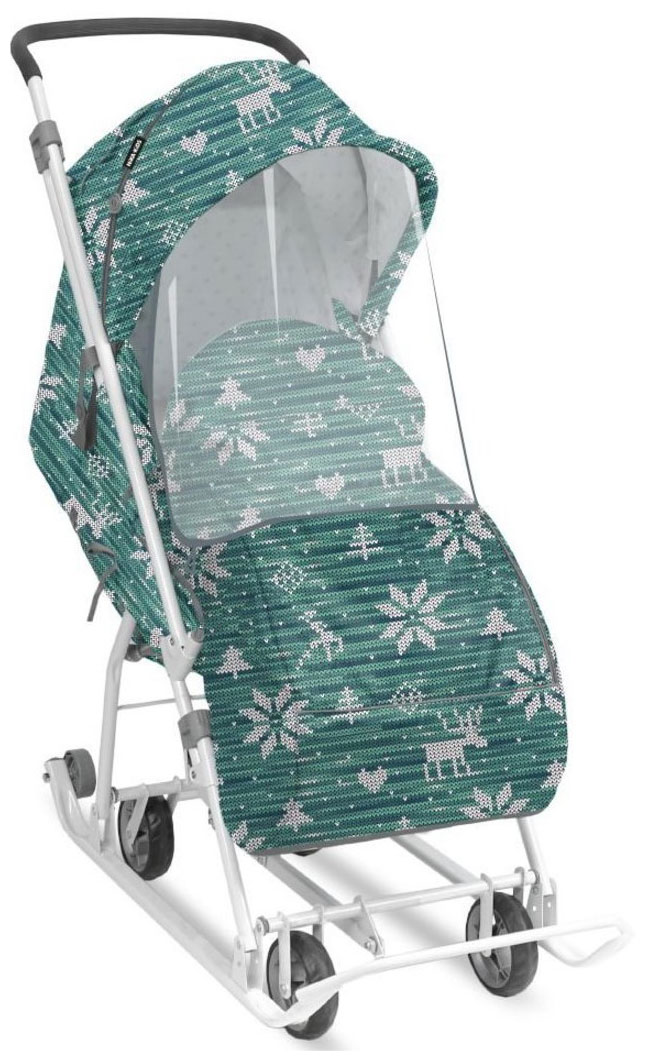 Изображение товара Санки-коляска Ника Наши детки 3-1К, скандинавский зеленый (НДТ3-1К/6)