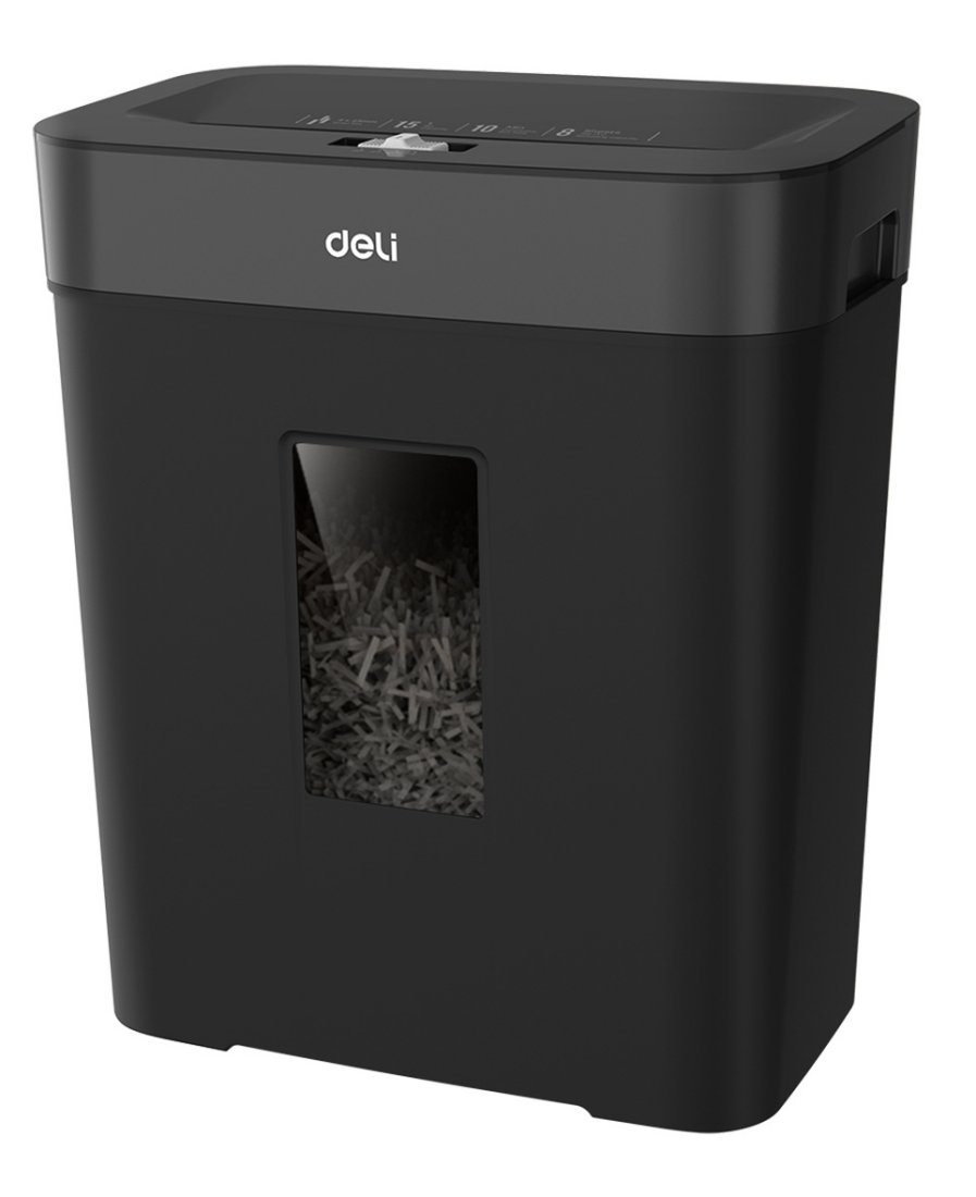 Изображение товара Уничтожитель бумаги (шредер) Cactus Deli ET023 черный с автоподачей (секр.P-4) фрагменты 8лист. 15лтр.