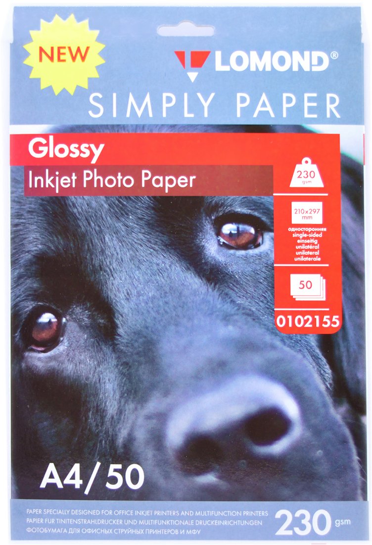 Изображение товара Фотобумага Lomond Simply 0102155 A4/230г/м2/50л./белый CIE148% глянцевое для струйной печати