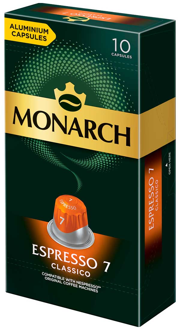 Кофе в капсулах  Monarch для Nespresso, Espresso Classico 7, 52г Кофе в капсулах  Monarch для Nespresso, Espresso Classico 7, 52г