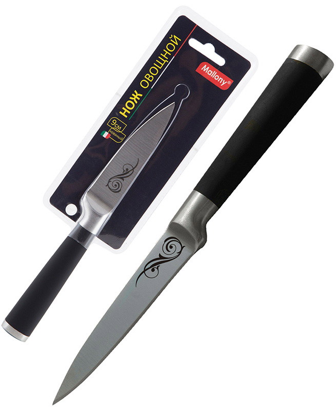 Изображение товара Нож с прорезиненной рукояткой Mallony MAL-07RS, для овощей, 9 см (985366)