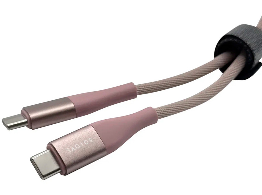 

Кабель Solove Type-C/Type-C SOLOVE, 100 см, 65W, PD, 3А, нейлоновая оплетка, DW3 (RUS) техпак розовый