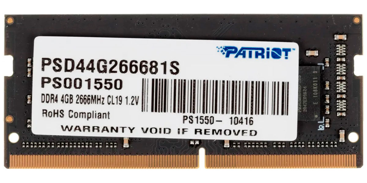 Изображение товара Оперативная память Patriot Memory DDR4 SO-DIMM 4GB 2666MHz (PSD44G266681S)