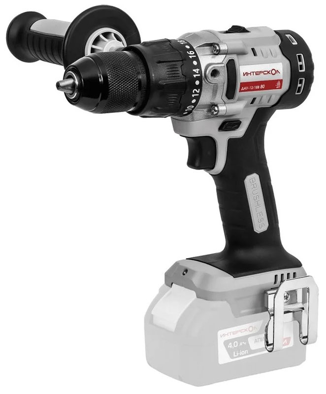 Изображение товара Бесщеточная аккумуляторная ударная дрель-шуруповерт Интерскол ДАУ-13/18В, 80, без АКБ и ЗУ, кейс (786.0.0.70)