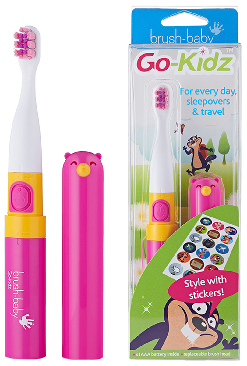 Звуковая зубная щетка Brush-Baby Go-Kidz Pinkот, от 3 лет, розовая Звуковая зубная щетка Brush-Baby Go-Kidz Pinkот, от 3 лет, розовая