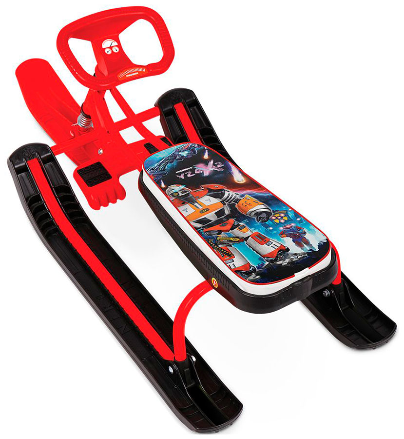 

Снегокат Ника Тимка спорт 1+ ТС1+ с галактическим роботом, Красный/черный