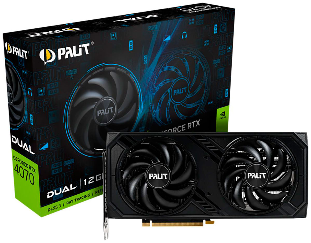 Видеокарта Palit GeForce RTX 4070 Dual 12GB (NE64070019K9-1048D) Видеокарта Palit GeForce RTX 4070 Dual 12GB (NE64070019K9-1048D)