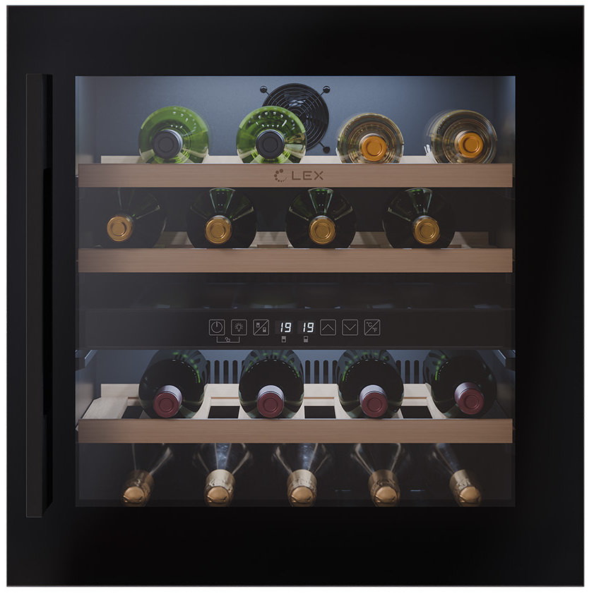 Изображение товара Встраиваемый винный шкаф LEX LWD6036BL dual zone 36 бутылок с дисплеем