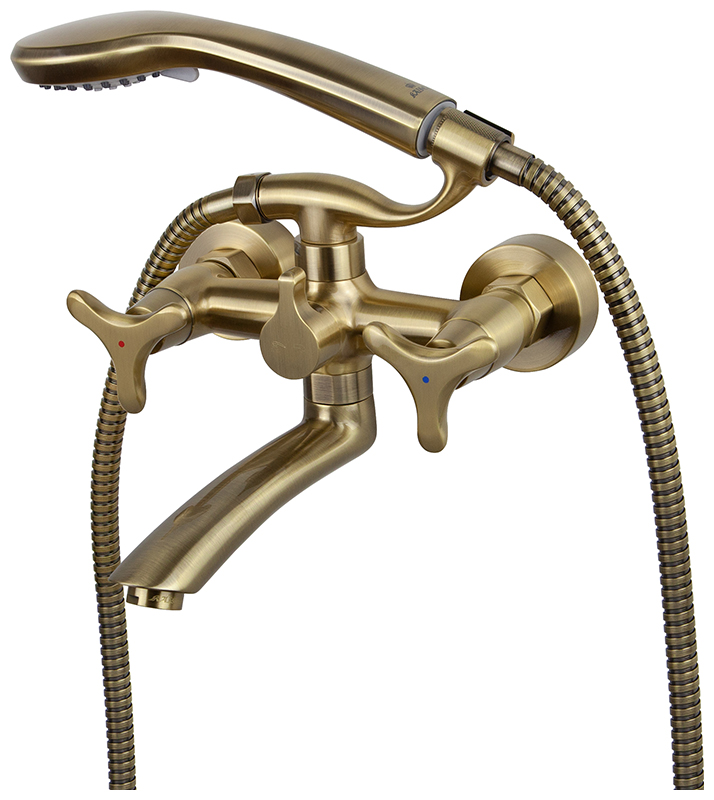 Изображение товара Смеситель для ванной Kaiser Trio бронзовый 57122-1 с душевым гарнитуром