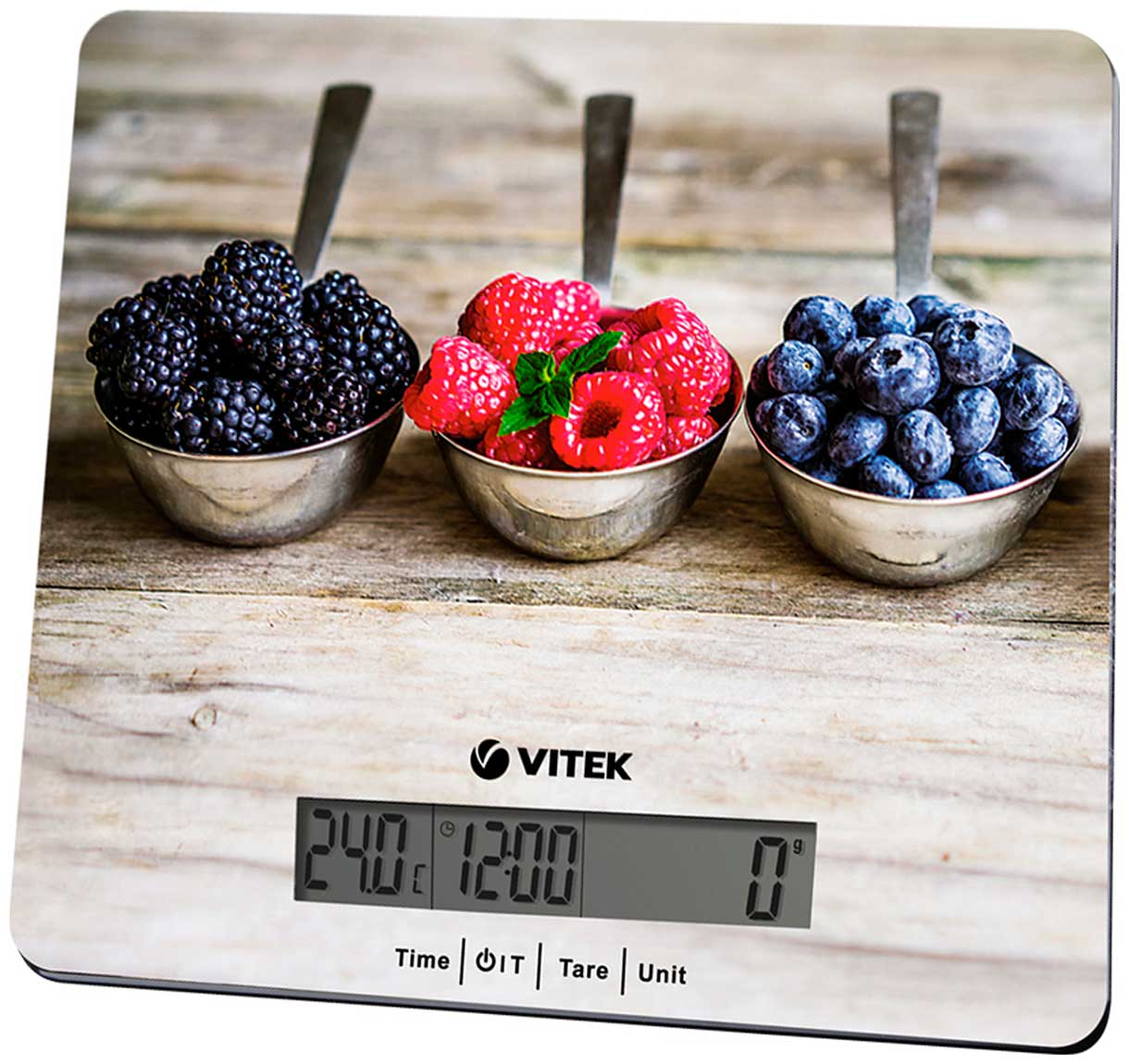 Изображение товара Кухонные электронные весы Vitek VT-2429, до 5 кг, стекло, часы и термометр