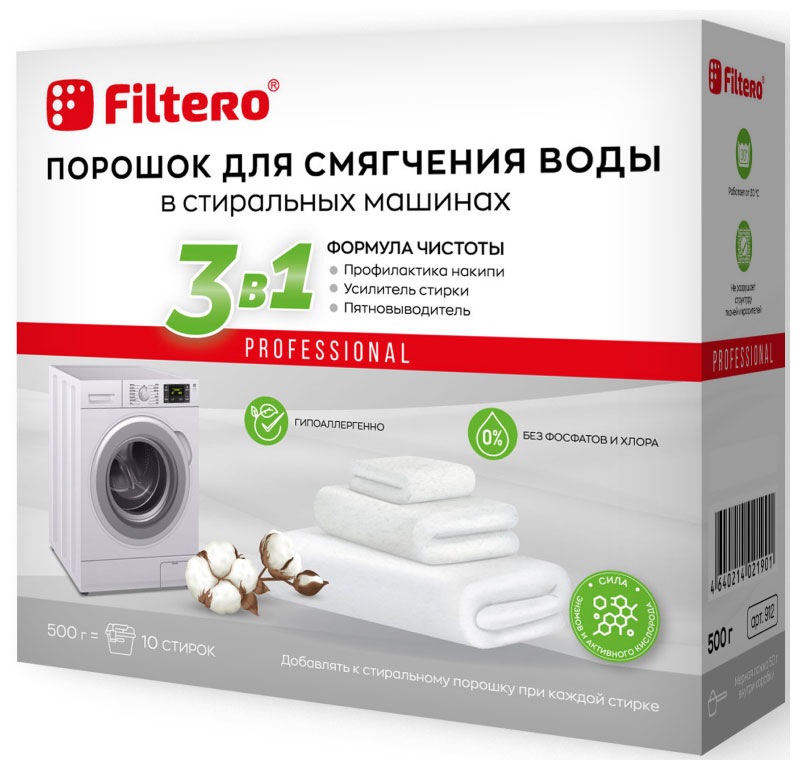 Изображение товара Порошок для смягчения воды Filtero средство для СМ, 500 г (Арт.912)