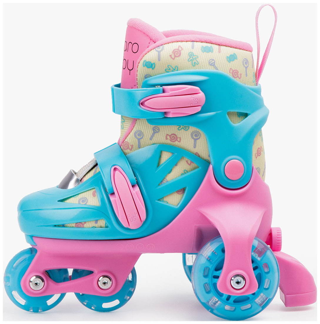 Изображение товара Детские роликовые коньки Amarobaby Blow, раздвижные со светящимися колесами, розовый/голубой/желтый, размер 29-32 (AB23-35BL/061904-29)