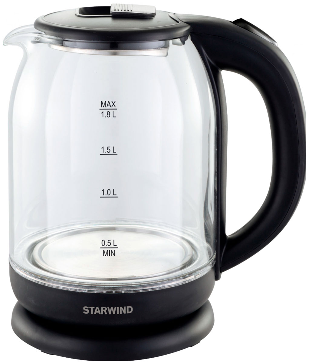 

Чайник электрический Starwind SKG1779, 1.8л., 1700Вт, прозрачный/черный, Черный/прозрачный