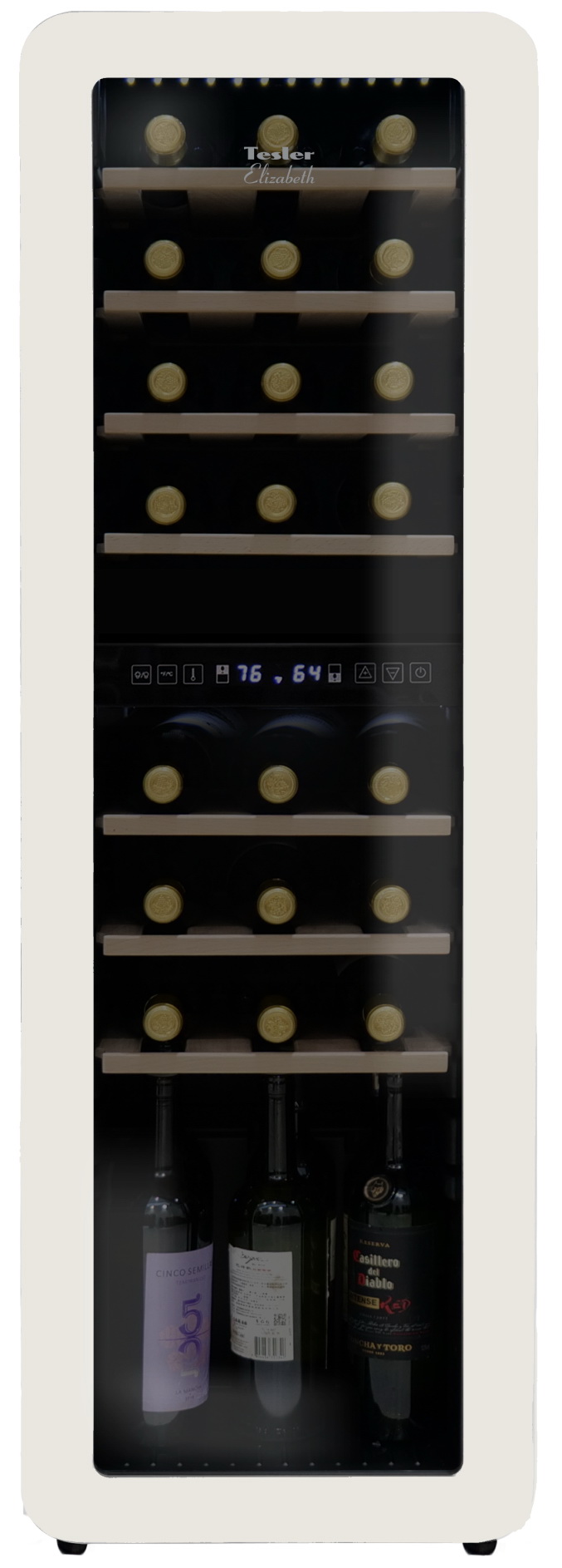 Изображение товара Винный шкаф Tesler CWC-308 IVORY с двойной температурой и стильным дизайном