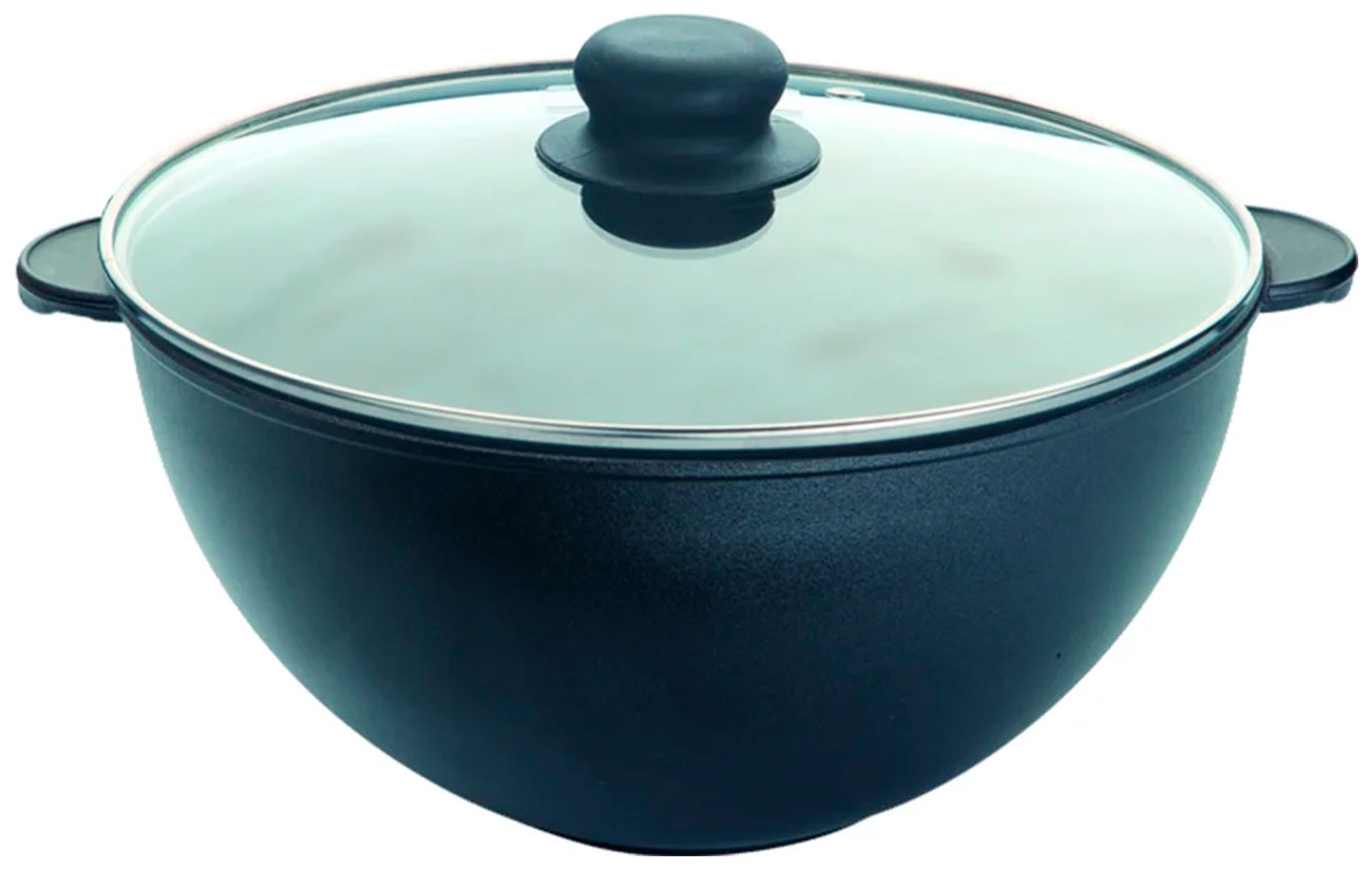 Изображение товара Казан из литого алюминия Marusya 3560каз 6 л черный с стеклянной крышкой