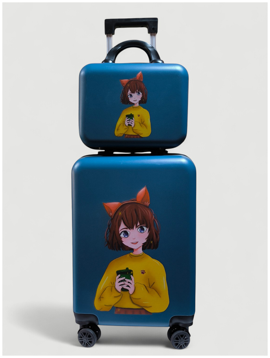 Изображение товара Дорожный набор S+XS Lats Чемодан 20 дюймов+бьюти кейс, аниме, 2, синий