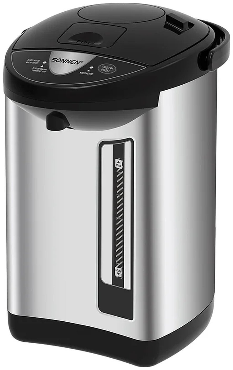 

Термопот Sonnen TP-50, 5л, 900 Вт, сталь, белый/серебр (456711), Серебристый/черный