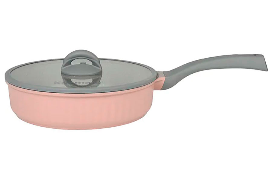 Изображение товара Сковорода Kukmara 220мм с ручкой, со стеклянной крышкой, АП линия ''Stella''(cappuccino), (сск221а)