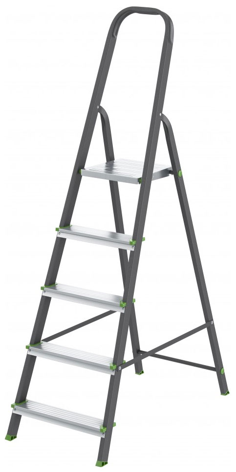 Изображение товара Стремянка Сибртех 5 ступеней, стальной профиль, алюминиевые ступени 97955