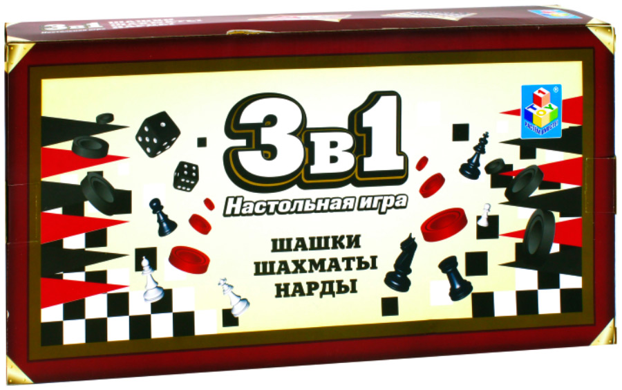 Игра настольная 1 Toy 3в1 ''Шашки/шахматы/нарды'' на магните 25х13,2х3,5см настольная игра рыжий кот набор 3в1 нарды шашки шахматы ин 7510