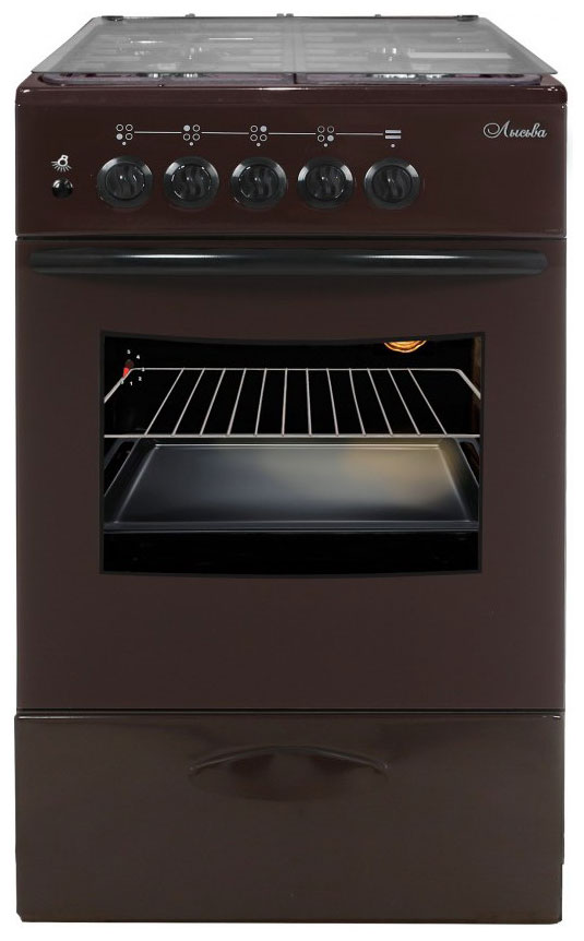 Газовая плита Лысьва ГП 400 МС-2у коричневая, со стеклянной крышкой