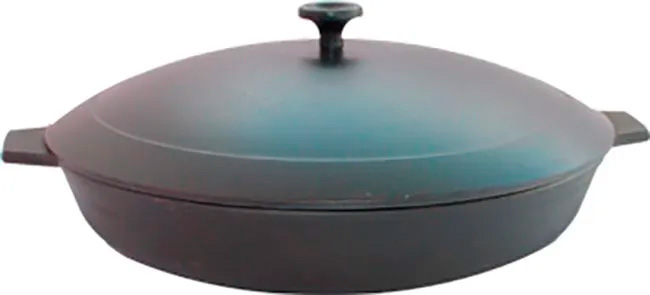 Изображение товара Сковорода Камская посуда у4041 чугунная 240х40 с двумя ушками с алюминиевой крышкой