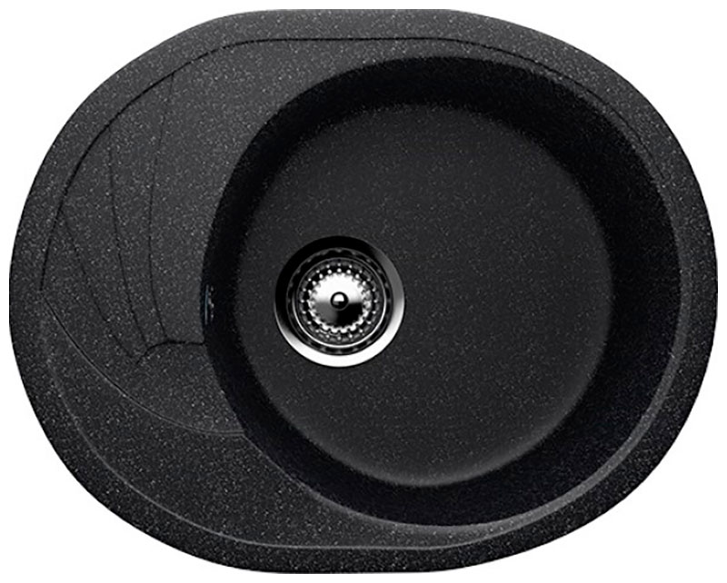 Изображение товара Кухонная мойка Ulgran U-403 черный овальная с крылом для небольшой кухни