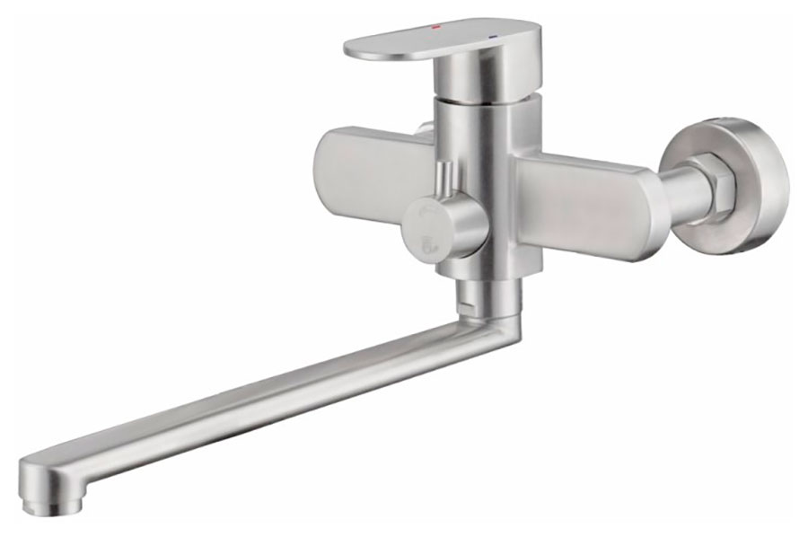 Изображение товара Смеситель для ванны Haiba HB806 сталь с душевым гарнитуром и поворотным изливом