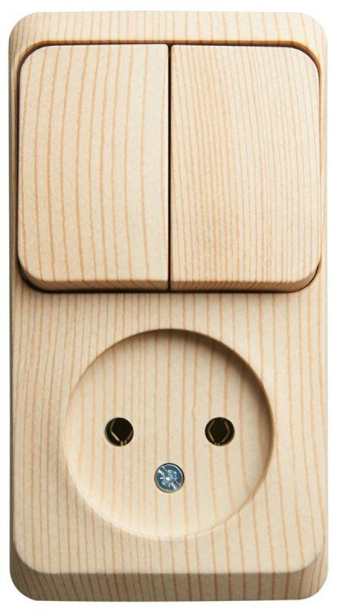 Изображение товара Блок комбинированный SYSTEME ELECTRIC Блок ОП Этюд сосна SE 1 розетка без заземления 2-кл выключате