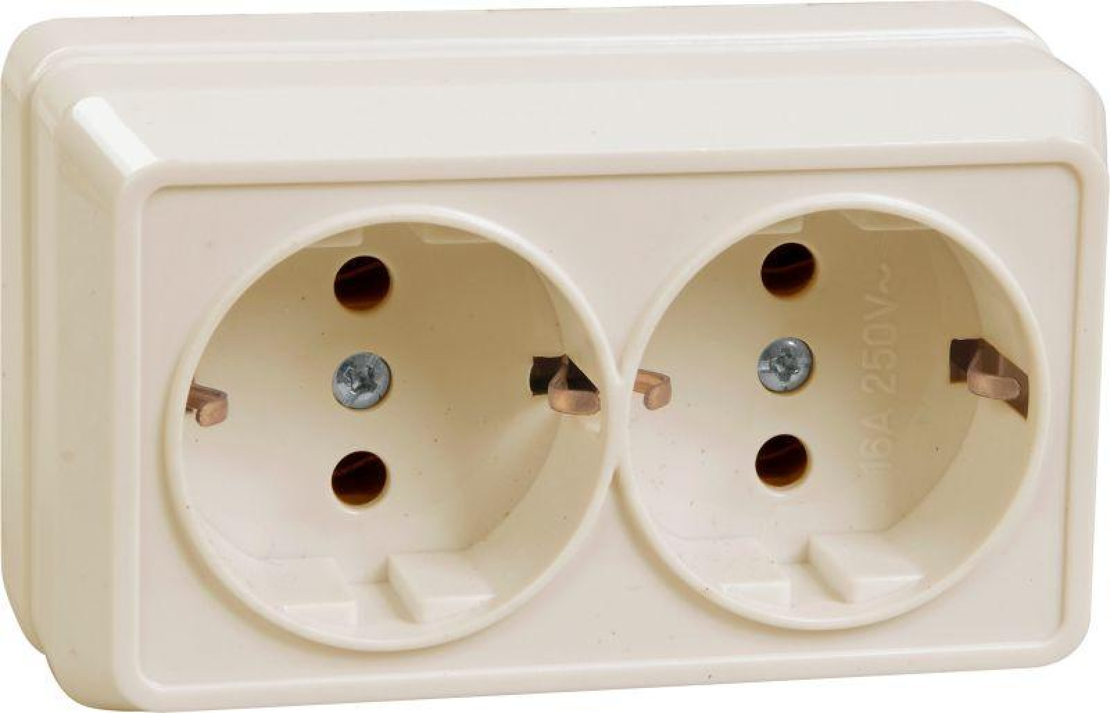 Изображение товара Розетка IEK 2-м ОП Октава РС22-3-ОКм 16А IP20 с заземлением