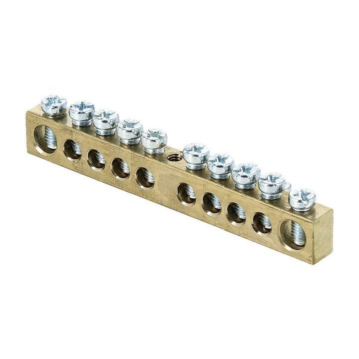 Изображение товара Высоковольтная заземляющая шина EKF с 10 отверстиями латунь 70х9х6 мм