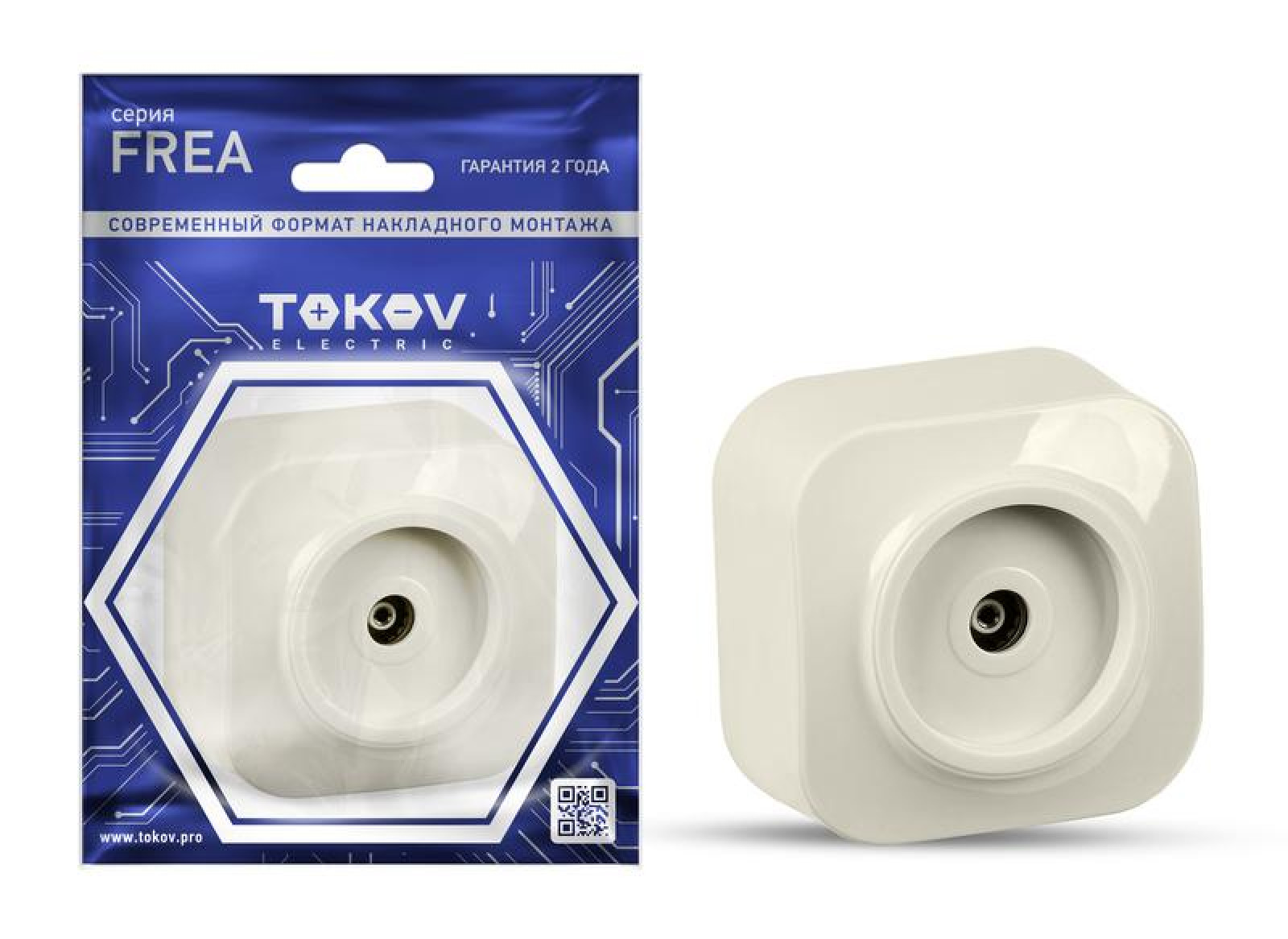 Изображение товара Розетки Tokov Electric Розетка телевизионная TV 1-м ОП Frea IP20 АБС-пластик беж.