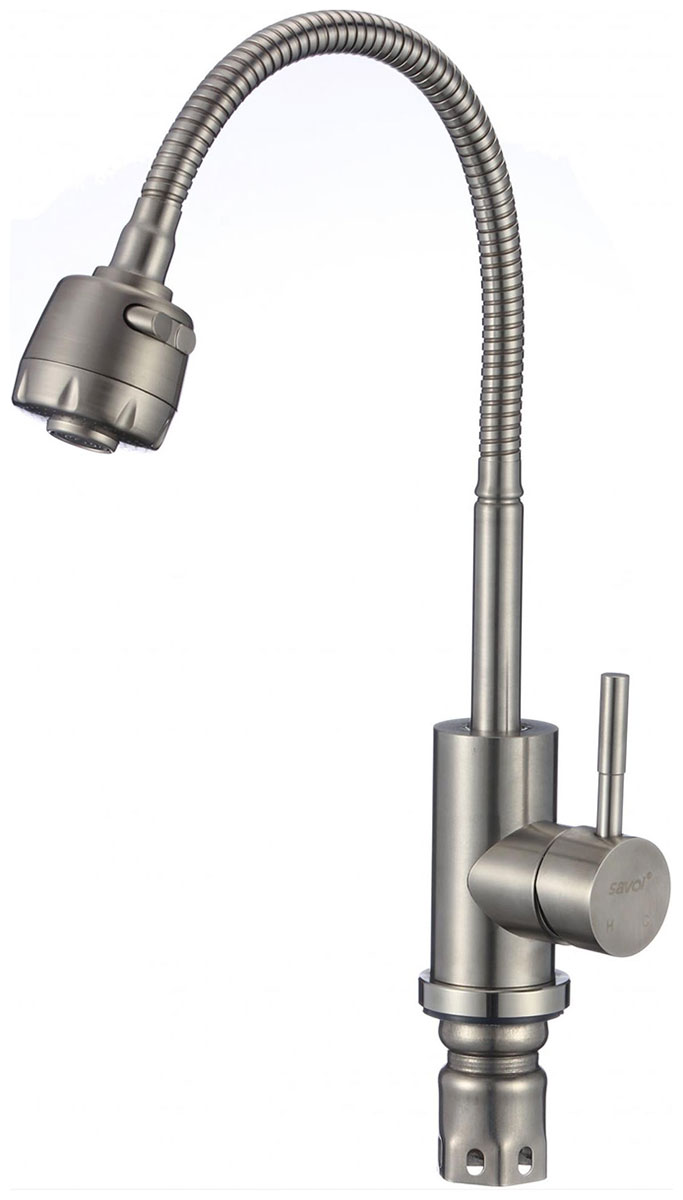 Изображение товара Смеситель для кухонной мойки Savol S-SUS3002-1 сатин нержавейка 5 лет гарантия