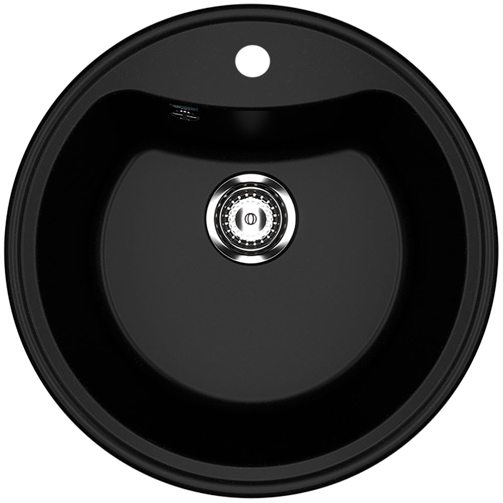 Изображение товара Кухонная мойка Ulgran U-601 ультра-черная круглая с отверстием для смесителя