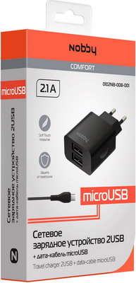 Сетевое зарядное устройство+универсальный DATA кабель Nobby Comfort 0102 NB-008-001