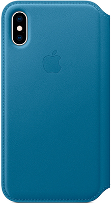 

Чехол (флип-кейс) Apple, Leather Folio для iPhone XS цвет (Cape Cod Blue) лазурная волна MRX02ZM/A
