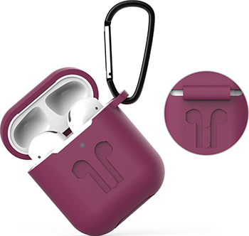 Чехол Eva для наушников Apple AirPods 1/2 с карабином - Фиолетовый (CBAP01PR)