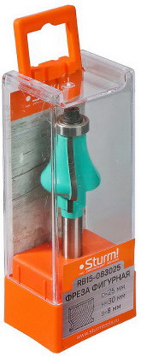 Изображение товара Фреза фигурная с подшипником Sturm! DxHxL 25x30x74 мм, хв.8 (RB15-083025)